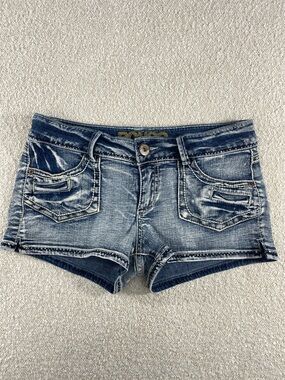 BONGO Distressed Light Blue Denim Short Shorts